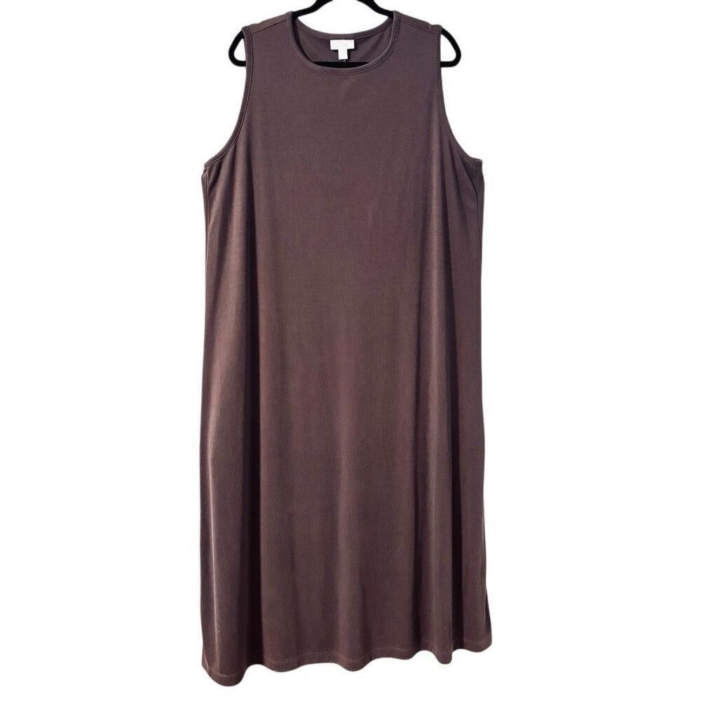 J. Jill XL column maxi dress brown fine rib sleeveless versatile classic